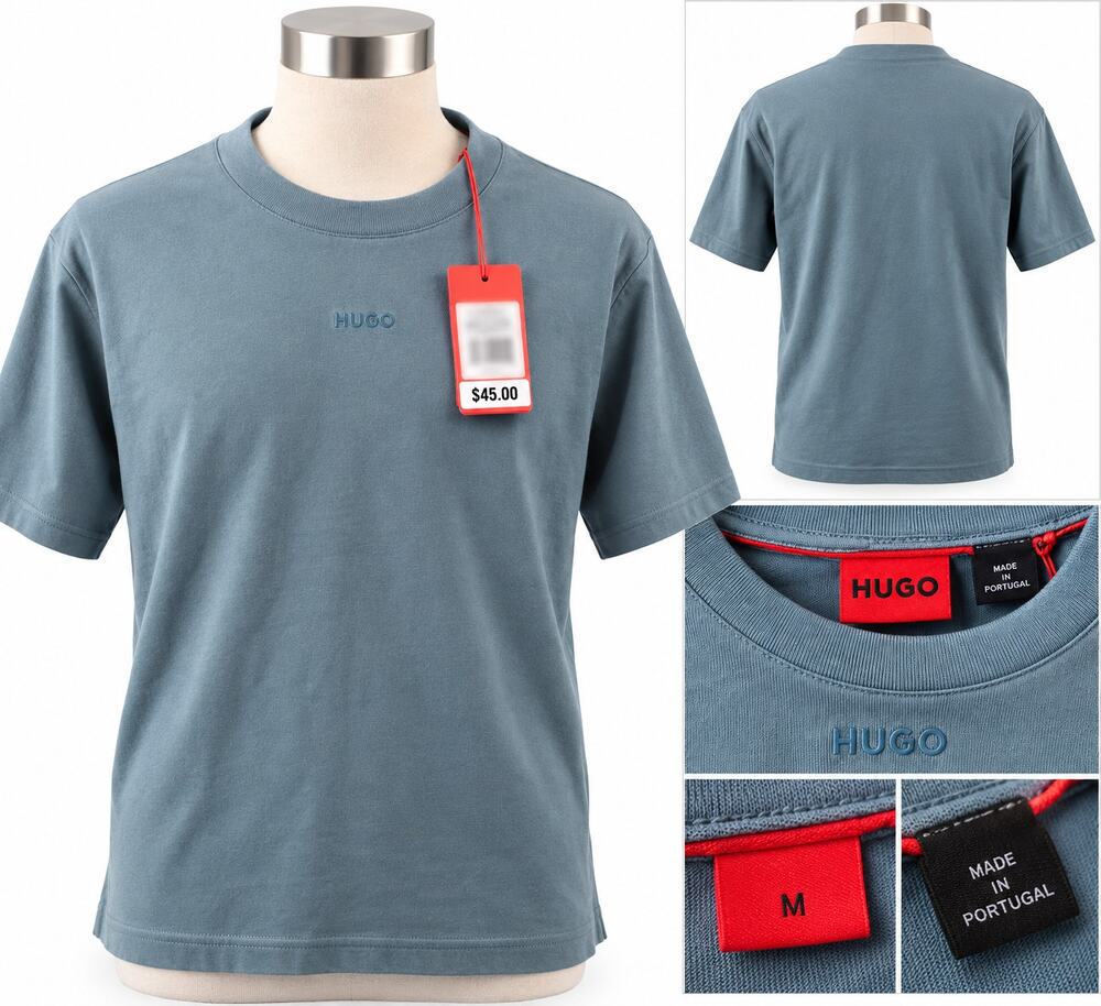 HUGO by Hugo Boss Men's Blue-Gray T-Shirt – Size M